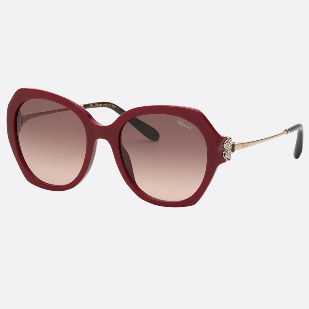 NEW Chopard Sunglasses in Dark Red with Crystals